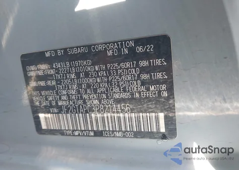 2023 Subaru Crosstrek Premium z USA, uszkodzony, nr VIN JF2GTAPC3P8214456